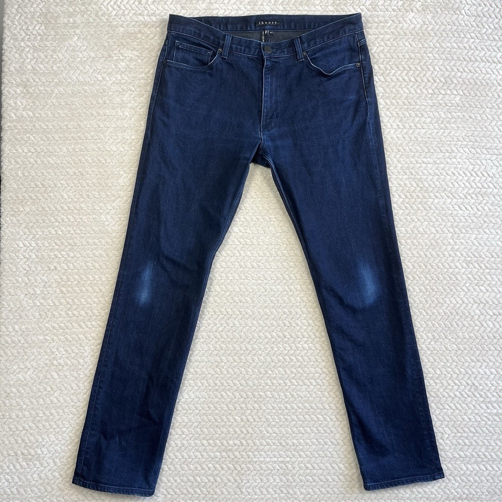 Theory Raffi Jeans Slim Fit Mens 34 Stretch Denim Pants Dark Wash Casual Street